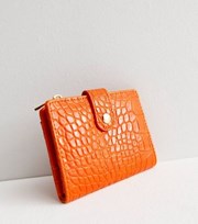 New Look Orange Faux Croc Card Holder